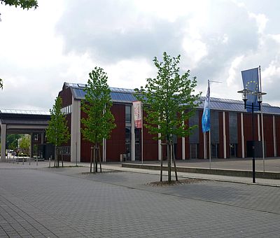 Seitenansicht der Gempt-Halle in Lengerich
